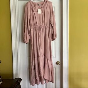 a new day Women's Balloon Blush Pink Long Sleeve Tiered Midi Dress Size Medium